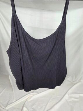 American Eagle Dark Gray Ribbed Scoop Neck Tank Top - Size XXL